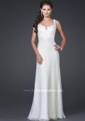 Picture of: Elegant Satin Gown with Corset Top and Beaded Waist in White, Style: 15283, Main Picture