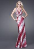 Picture of: Leopard Print Gown with Cut Out Sides and Beaded Straps in Red, Style: 15349, Detail Picture 1