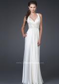 Picture of: V Neckline Gown with Pleated Bust and Beading in White, Style: 15418, Main Picture