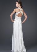 Picture of: V Neckline Gown with Pleated Bust and Beading in White, Style: 15418, Back Picture