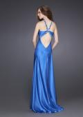 Picture of: Sleek Gown with Key Hole Neckline and Open Back in Blue, Style: 15578, Back Picture