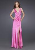 Picture of: Long Silk Gown with V Neck and Beaded Detail in Pink, Style: 15599, Main Picture