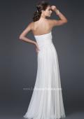 Picture of: Floral Embellished Silk Chiffon Gown with Ruching in White, Style: 15648, Back Picture
