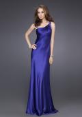 Picture of: Satin One Shoulder Gown with Illusion Back and Floral Detail in Purple, Style: 15683, Main Picture