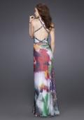 Picture of: Floral Print Dress with Beaded Straps and Open Back in Multi, Style: 15689, Back Picture