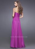 Picture of: Strapless Chiffon Dress with Crystal Broach and Ruching in Purple, Style: 15720, Back Picture