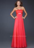 Picture of: Strapless Chiffon Dress with Crystal Broach and Ruching in Red, Style: 15720, Detail Picture 2