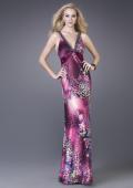 Picture of: Leopard Print Floral Satin Gown with Beaded Straps in Pink, Style: 15734, Detail Picture 1