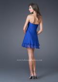Picture of: Short Strapless Dress with Beading and Ruffle Layers in Blue, Style: 15853, Back Picture
