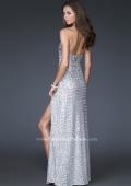 Picture of: Sweetheart Neckline Fully Sequined Gown with Front Slit in Silver, Style: 15987, Back Picture