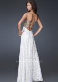 Picture of: Long Printed Strapless Prom Gown with Sequins in White, Style: 15991, Back Picture