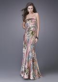 Picture of: Animal Print Mermaid Prom Gown with Flared Skirt in Multi, Style: 16000, Main Picture
