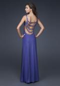 Picture of: Round Neckline Jersey Gown with Beaded Straps in Purple, Style: 16021, Back Picture