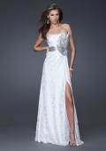 Picture of: Long Chiffon Prom Dress with Empire Waist and Slit in White, Style: 16026, Main Picture