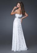Picture of: Long Chiffon Prom Dress with Empire Waist and Slit in White, Style: 16026, Back Picture