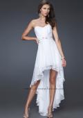 Picture of: Strapless High Low Gown with Beaded Waistline in White, Style: 16037, Main Picture