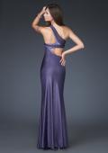 Picture of: One Shoulder Side Cut Out Prom Dress with Beading in Purple, Style: 16072, Back Picture