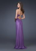 Picture of: Sweetheart Neckline Pleated Gown with Crystal Brooch in Purple, Style: 16087, Back Picture