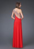 Picture of: One Shoulder Jersey Prom Gown with Beaded Strapsin Red, Style: 16101, Back Picture