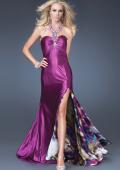 Picture of: Satin A-line Dress with Beaded Halter Straps and Train in Purple, Style: 16110, Main Picture