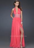 Picture of: Chiffon Halter Gown with Fitted Bodice and A-line Skirt in Hot Pink, Style: 16123, Main Picture