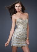 Picture of: Sultry Short Hand Painted Cocktail Dress in Gold, Style: 16137, Main Picture