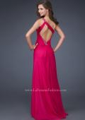 Picture of: One Shoulder Chiffon Gown with Beading and Gatherings in Fuchsia, Style: 16206, Back Picture