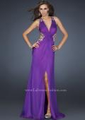 Picture of: V Neck Chiffon Gown with Hand Painted Leaf Pattern in Purple, Style: 16288, Main Picture