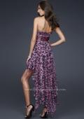 Picture of: High Low Animal Print Chiffon Prom Dress with Ruffles in Pink, Style: 16293, Back Picture