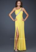Picture of: One Shoulder Prom Dress with Jeweled Trim in Yellow, Style: 16379, Detail Picture 1