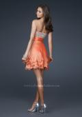 Picture of: Short Chiffon Prom Dress with Jewel Embellished Top in Orange, Style: 16541, Back Picture