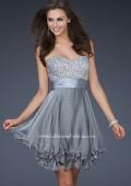 Picture of: Short Chiffon Prom Dress with Jewel Embellished Top in Silver, Style: 16541, Detail Picture 2