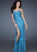 Picture of: Sweetheart Neckline Prom Gown with Gathers and a Slit in Blue, Style: 16546, Detail Picture 2