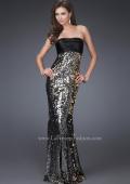 Picture of: Trumpet Style Sequined Dress with Pleated Satin Top in Silver, Style: 16561, Main Picture