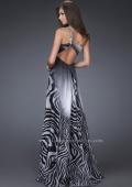 Picture of: Ombre Animal Printed Chiffon Dress with Jeweled Strap in Silver, Style: 16622, Back Picture