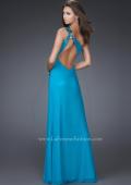 Picture of: One Shoulder Net Prom Gown with Intricate Design in Aqua, Style: 16687, Back Picture
