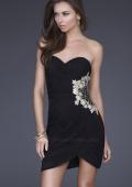 Picture of: Strapless Ruched Net Dress with Hand Painted Flowers in Black, Style: 16711, Main Picture