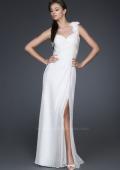 Picture of: One Shoulder Silk Chiffon Gown with Beading and Flowers in WHite, Style: 16747, Main Picture