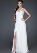 Picture of: Ruched Bust Prom Dress with Beaded Floral Strap in White, Style: 16760, Main Picture