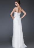 Picture of: Long Strapless Silk Chiffon Dress with Flower Embellishments in White, Style: 16763, Back Picture