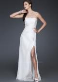 Picture of: Simple Silk Prom Dress with Beaded Waist and Front Slit in White, Style: 16769, Main Picture