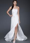 Picture of: Simple Silk Prom Dress with Beaded Waist and Front Slit in White, Style: 16769, Detail Picture 1