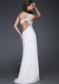 Picture of: Long One Shoulder Prom Dress with Pleated Bodice in White, Style: 16771, Back Picture