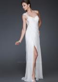 Picture of: Long One Shoulder Prom Dress with Pleated Bodice in White, Style: 16771, Detail Picture 1