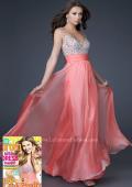 Picture of: Jewel Encrusted Prom Gown with A-line Skirt in Peach, Style: 16802, Main Picture