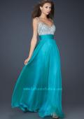 Picture of: Jewel Encrusted Prom Gown with A-line Skirt in Navy, Style: 16802, Detail Picture 2