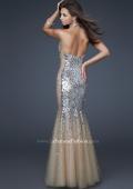 Picture of: Sequined Halter Mermaid Prom Dress with Tulle in SIlver, Style: 16804, Back Picture