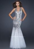 Picture of: Sequined Halter Mermaid Prom Dress with Tulle in White, Style: 16804, Detail Picture 1