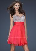 Picture of: Short Dress with Fully Embellished Top and Tulle in Red, Style: 16813, Detail Picture 5