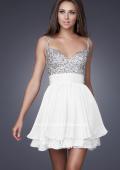Picture of: Short Dress with Fully Embellished Top and Tulle in White, Style: 16813, Detail Picture 6
